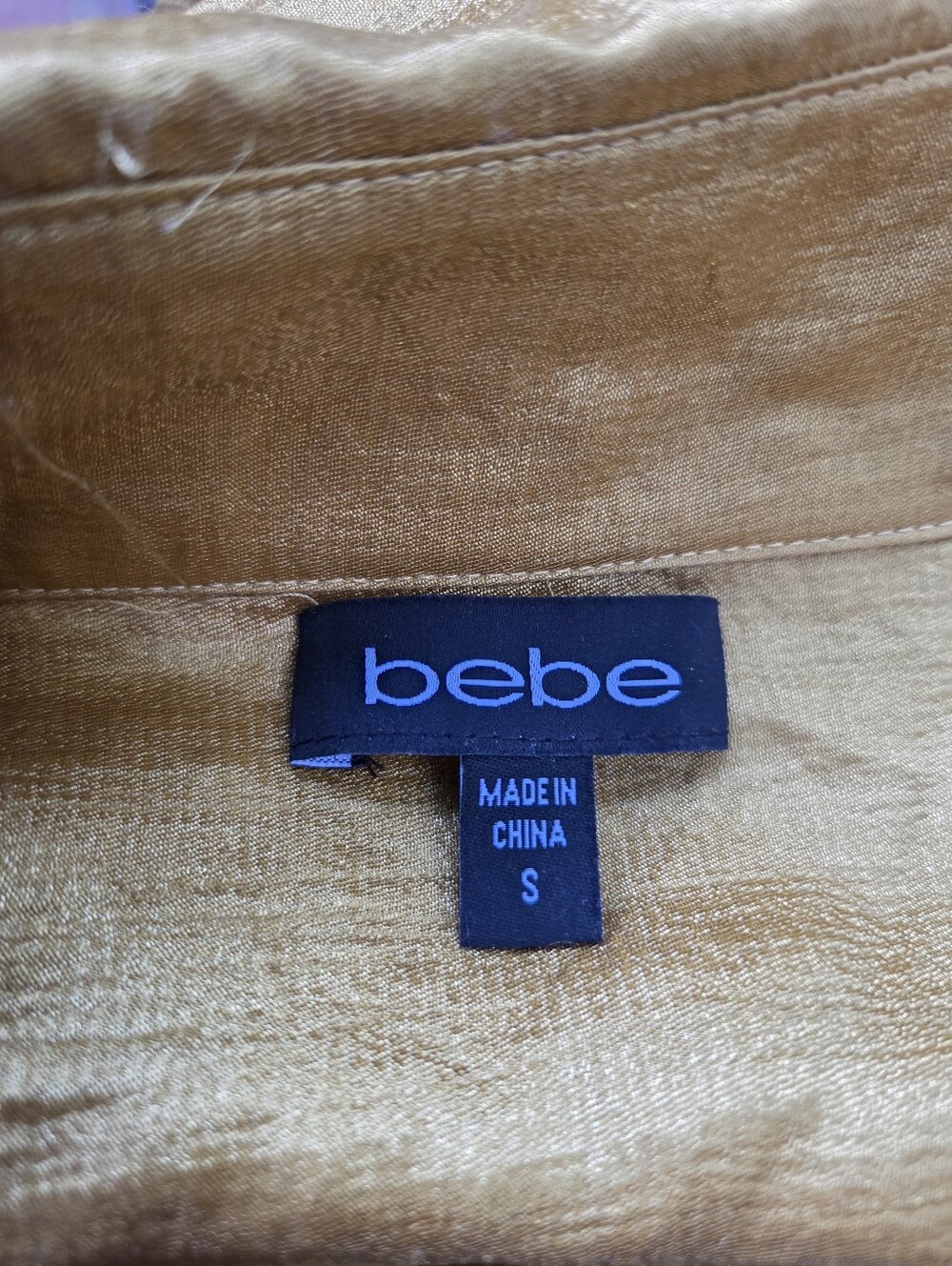 Bebe Yellow Gold Belted Shirt Button Up Dress Size Small - Picture 6 of 7